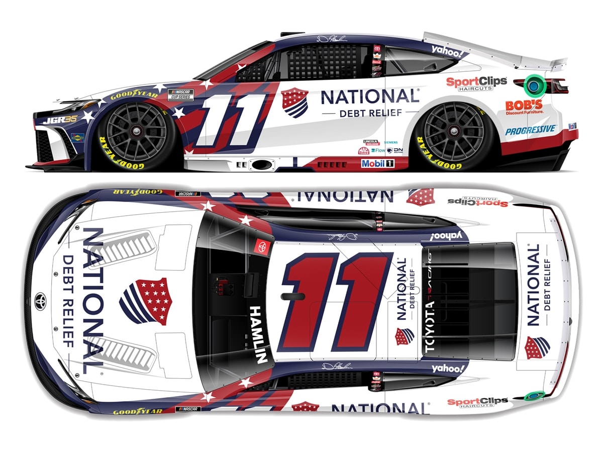 DENNY HAMLIN 2026 NATIONAL DEBT RELIEF 1:24 COLOR CHROME ARC DIECAST