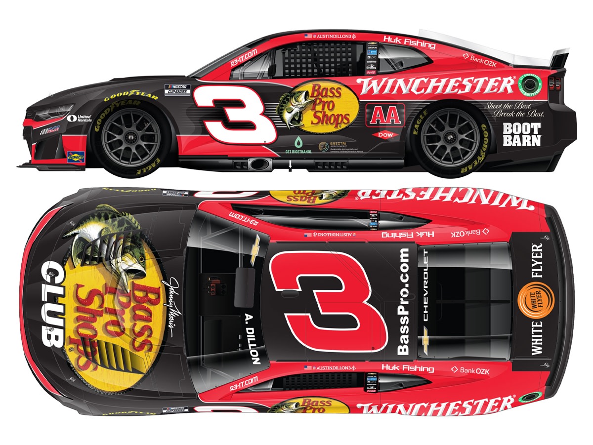 AUSTIN DILLON 2026 BASS PRO SHOPS/ WINCHESTER AA 1:24 COLOR CHROME ARC DIECAST