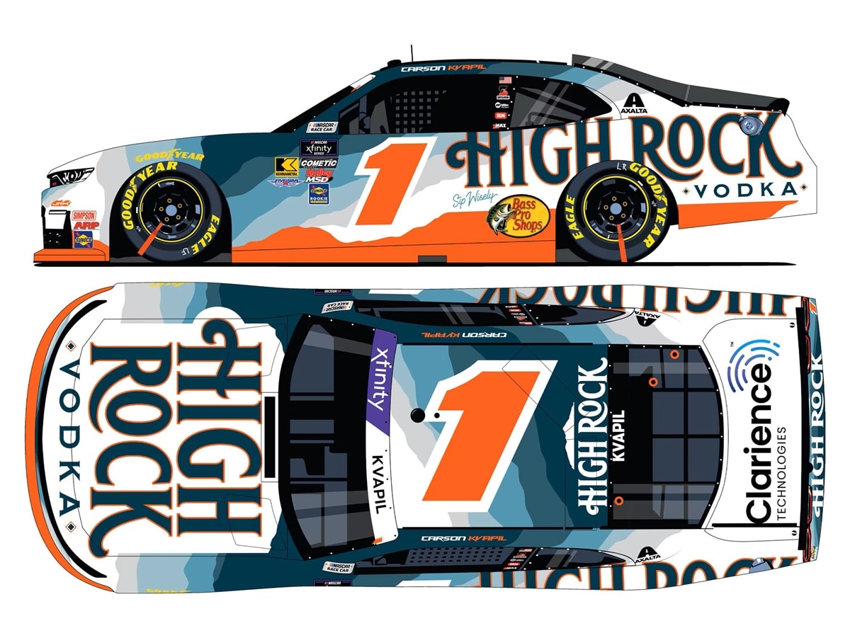 CARSON KVAPIL 2025 HIGH ROCK VODKA 1:24 DUAL AUTOGRAPH ARC DIECAST