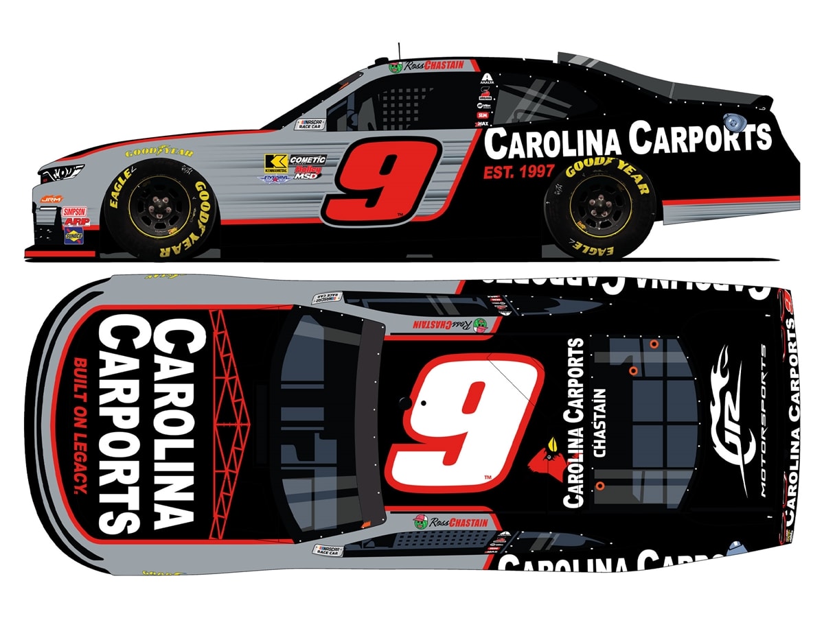 ROSS CHASTAIN 2026 CAROLINA CARPORTS 1:24 ARC COLOR CHROME DIECAST
