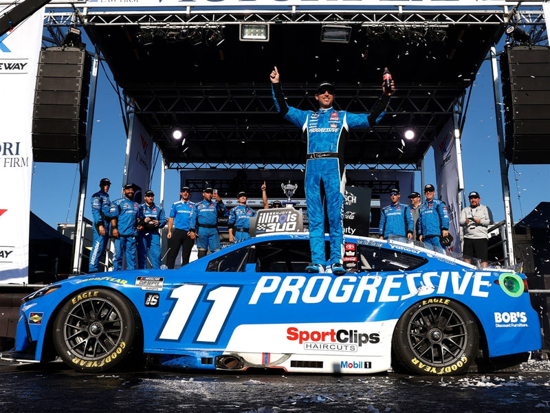 DENNY HAMLIN 2025 PROGRESSIVE WWT RACEWAY RACED WIN 1:24 ELITE DIECAST