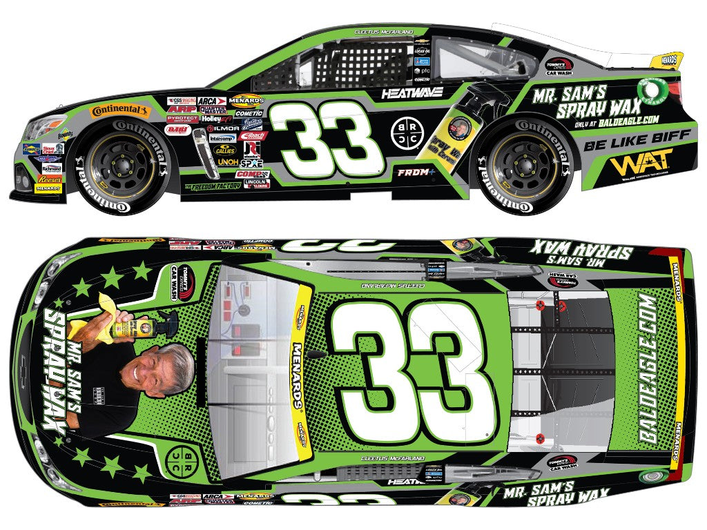 CLEETUS MCFARLAND 2027 MR SAMS SPRAY WAX 1:24 COLOR CHROME ARC DIECAST