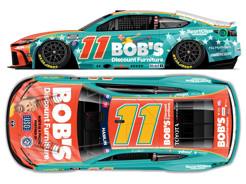 DENNY HAMLIN 2026 BOB'S DISCOUNT FURNITURE PATRIOTIC 1:24 ELITE DIECAST