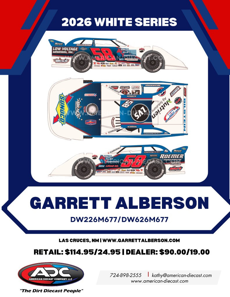 GARRETT ALBERSON 2026 LVS / BRACK PROPERTIES 1:64 WHITE SERIES DIECAST