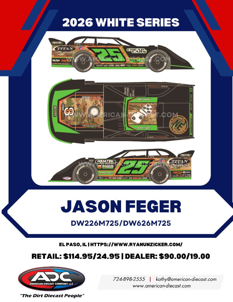JASON FEGER 2026 STOCK CENTER CAMO 1:24 WHITE SERIES DIECAST