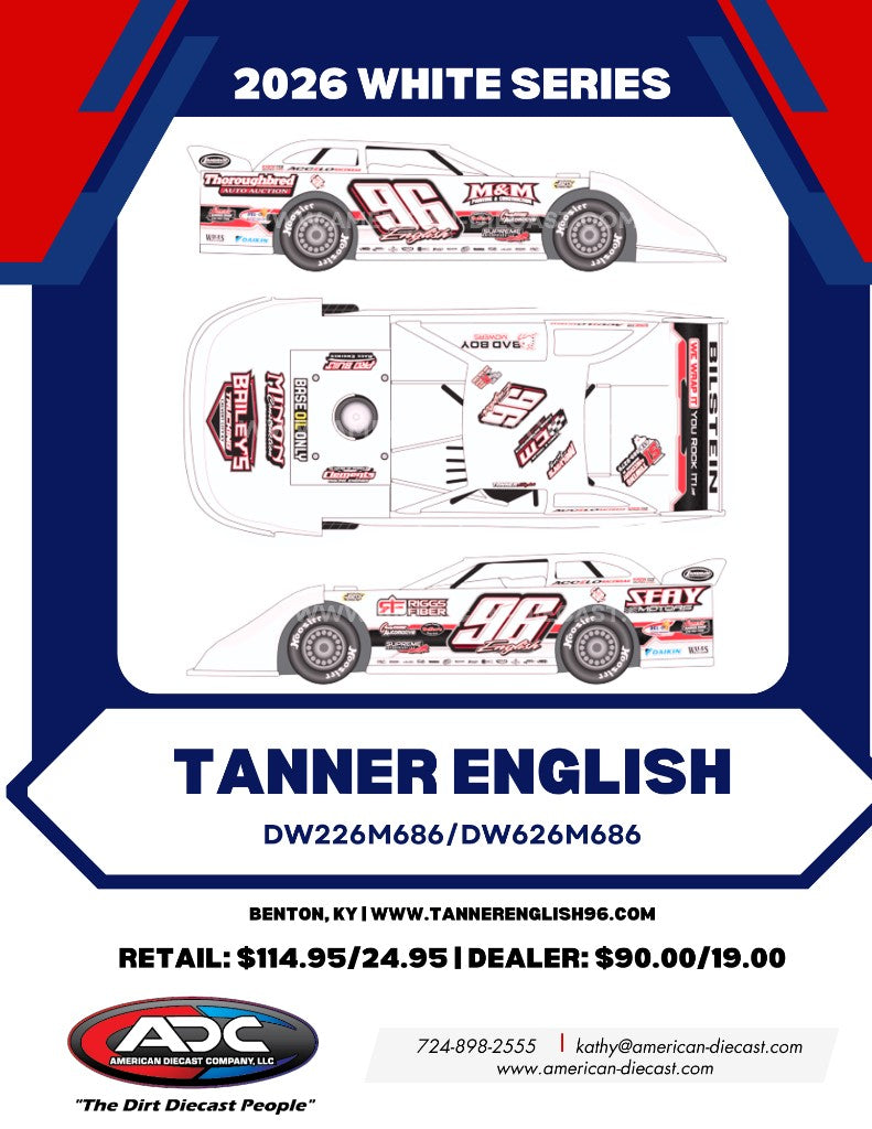 TANNER ENGLISH 2026 THOROUGHBRED AUTO AUCTION 1:64 WHITE SERIES DIECAST