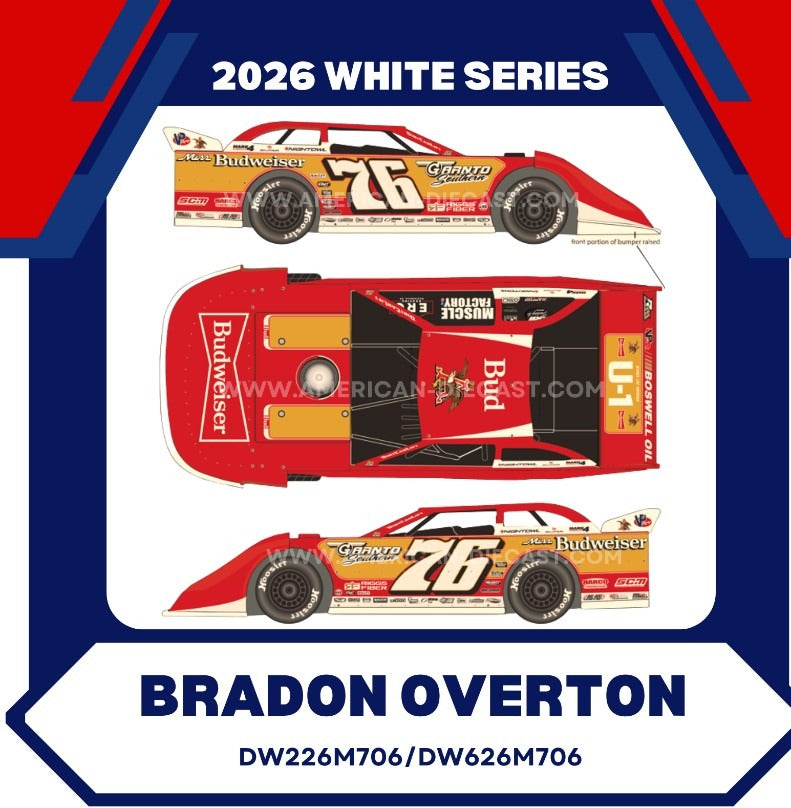 BRANDON OVERTON 2026 BUDWEISER 1:24 WHITE SERIES DIECAST
