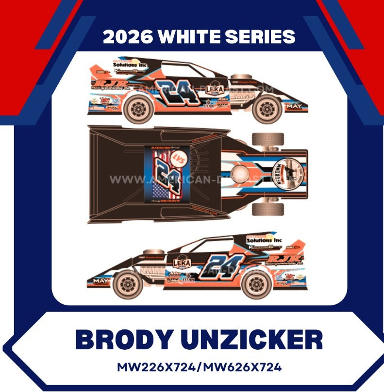 BRODY UNZICKER 2026 RJR TRANSPORTATION 1:24 WHITE SERIES DIECAST